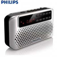 飞利浦(PHILIPS) SBM120 SLV 插卡音箱 便携小音响 FM收音机 音乐MP3外响播放器 银色