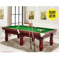 健伦（JEEANLEAN） 台球桌标准成人家用桌球台美式黑八落袋台球案中式二合一乒乓球 高档款 （金/银/棕）