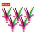 杜威克 毽子大号鹅毛羽毛彩色比赛毽球牛筋底花键