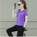 2019新款韩版时尚显瘦夏天连帽短袖裤子休闲两件套