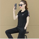 2019新款韩版时尚显瘦夏天连帽短袖裤子休闲两件套