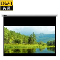 英微投影机幕布150英寸16:9高清遥控电动幕布家用投影仪幕布办公投影机幕布